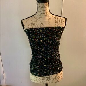 NWOT Abound Ribbed Dark Green/Floral Tube Top Size XS
